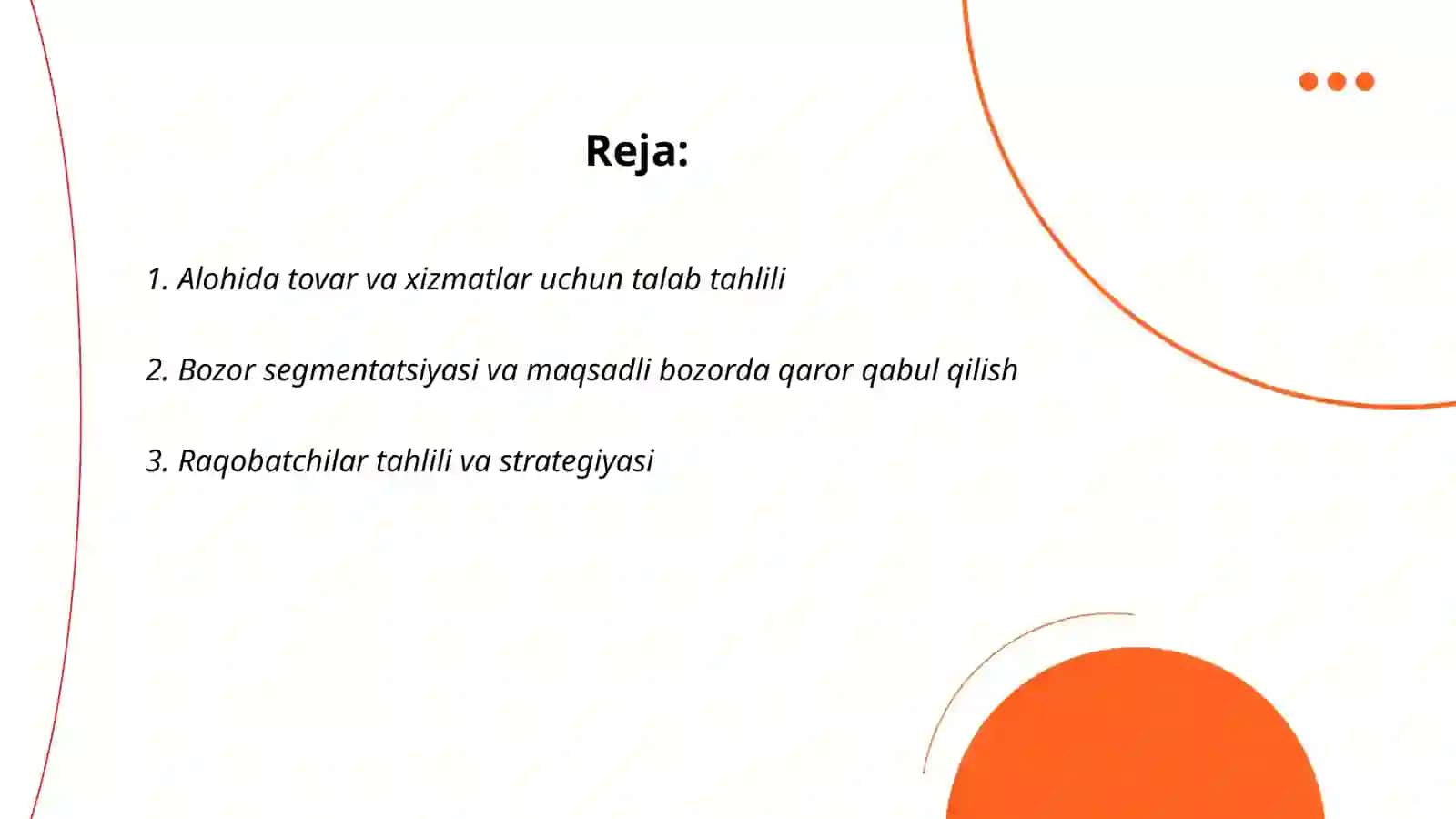 Alohida tovar va xizmatlar uchun talab tahlili 2