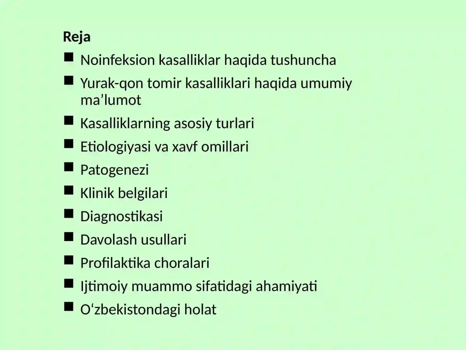 Noinfeksion kasalliklar: yurak qon tomir kasalliklari ijtimoiy muammo sifatida 2