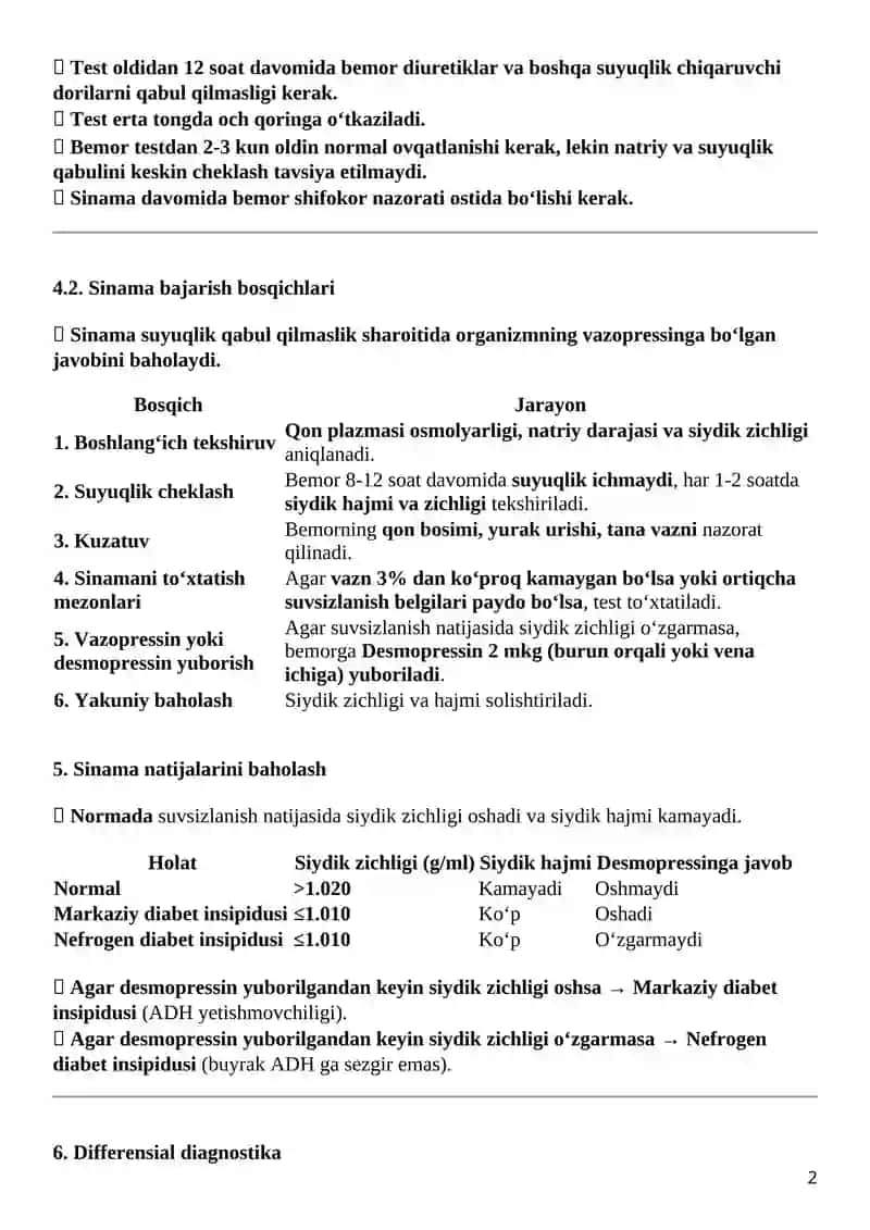 Suvsizlanish sinamasini o‘tkazish texnikasi 2