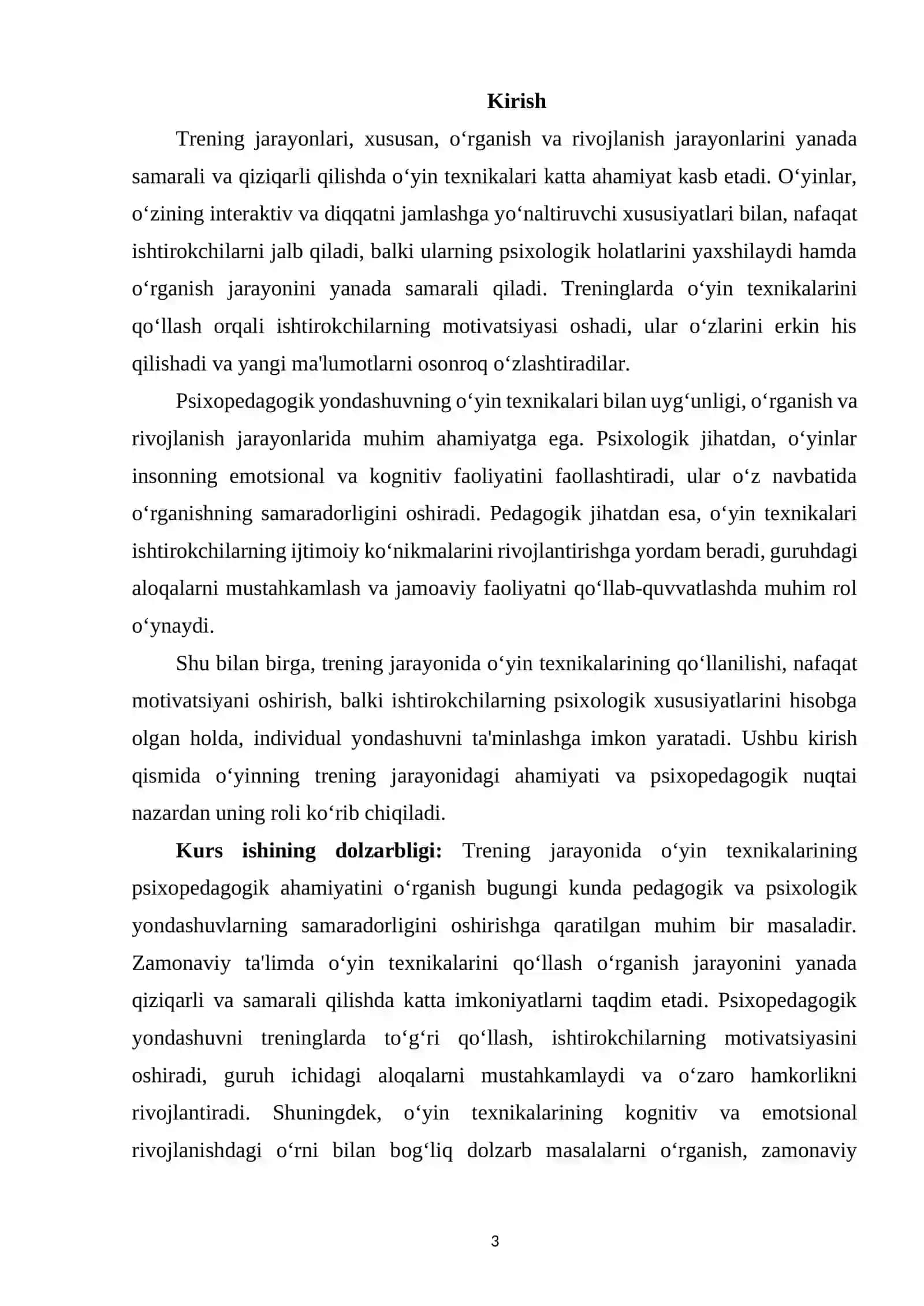 TRENING JARAYONIDA QOʻLLANILADIGAN OʻYIN TEXNIKALARINING PSIXOPEDAGOGIK AHAMIYATI 2