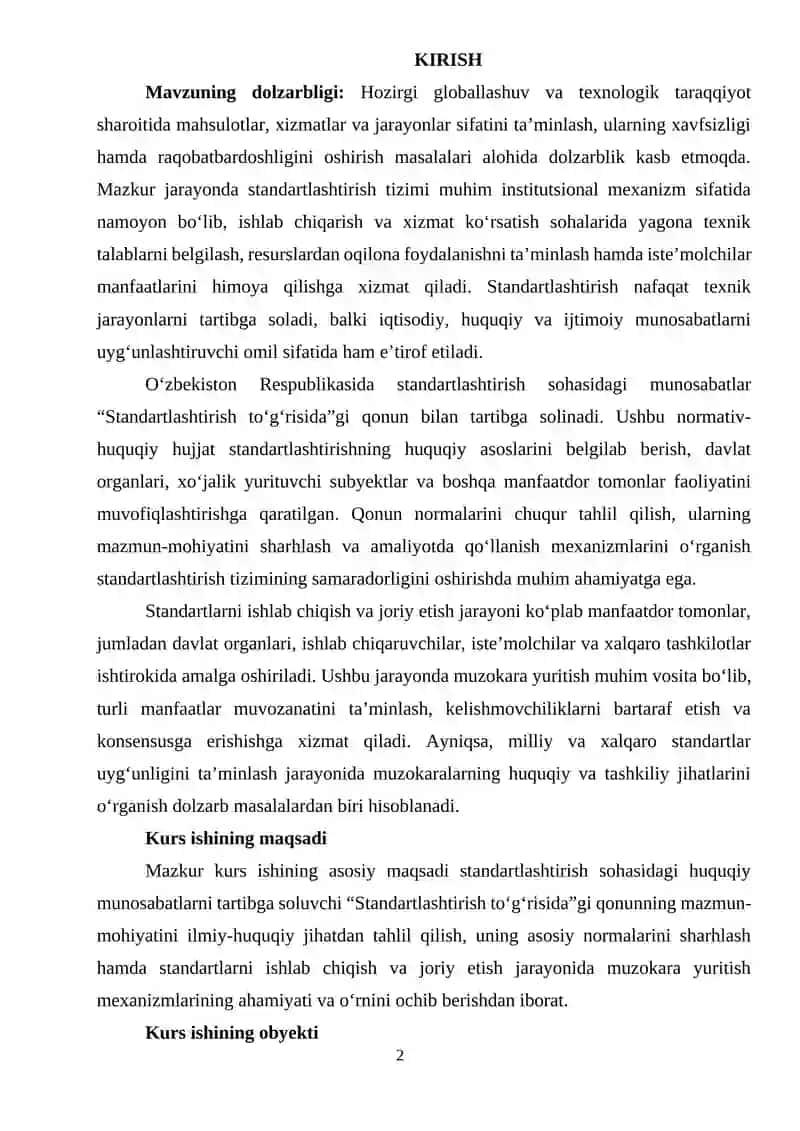Standartlash qonunini sharhlash va muzokara yuritish 2