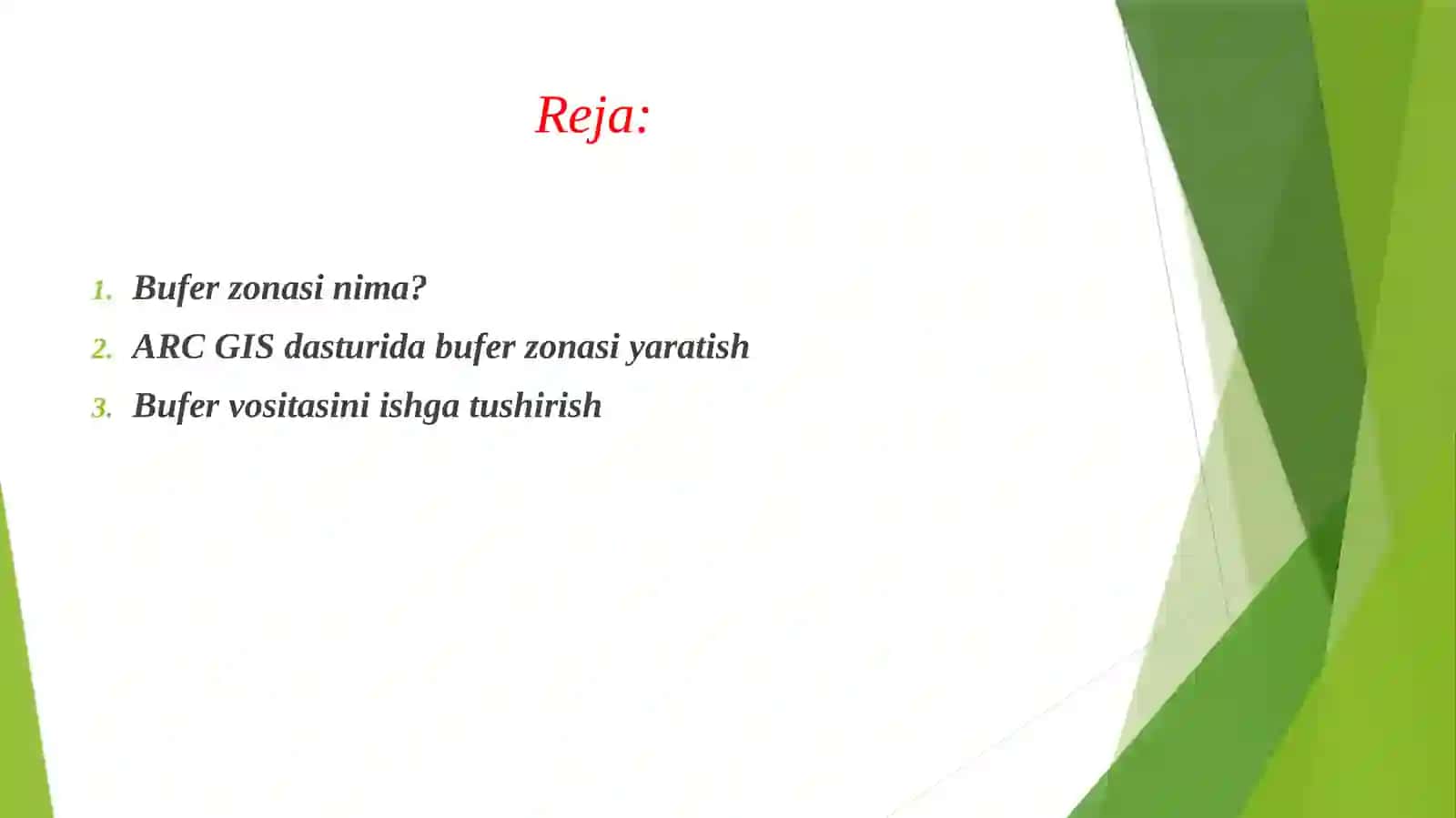 ARC gis dasturida bufer zonalar bilan ishlash 2