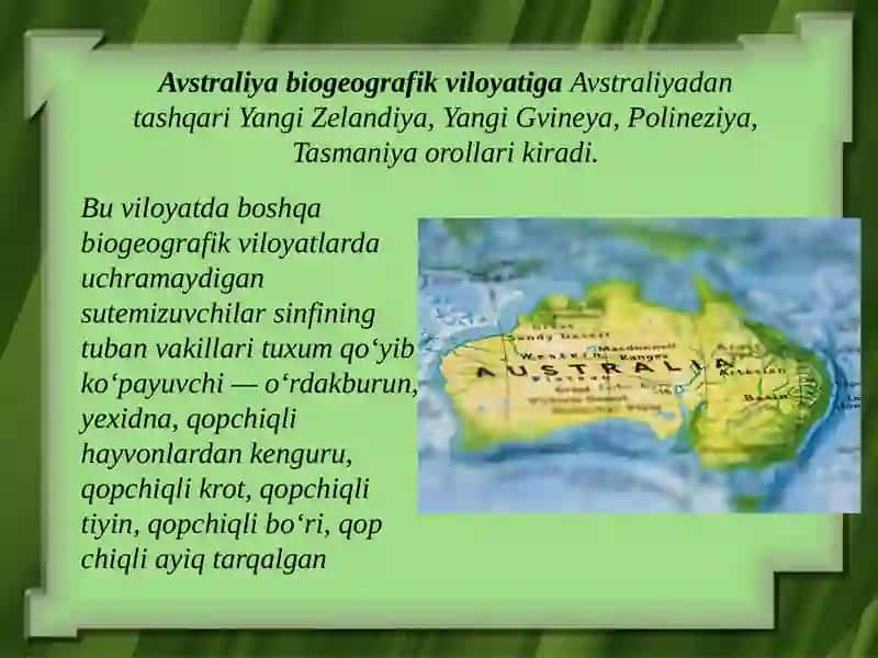Evolutsiyani isbotlashda biogeografiya fanidagi daliyilar 2
