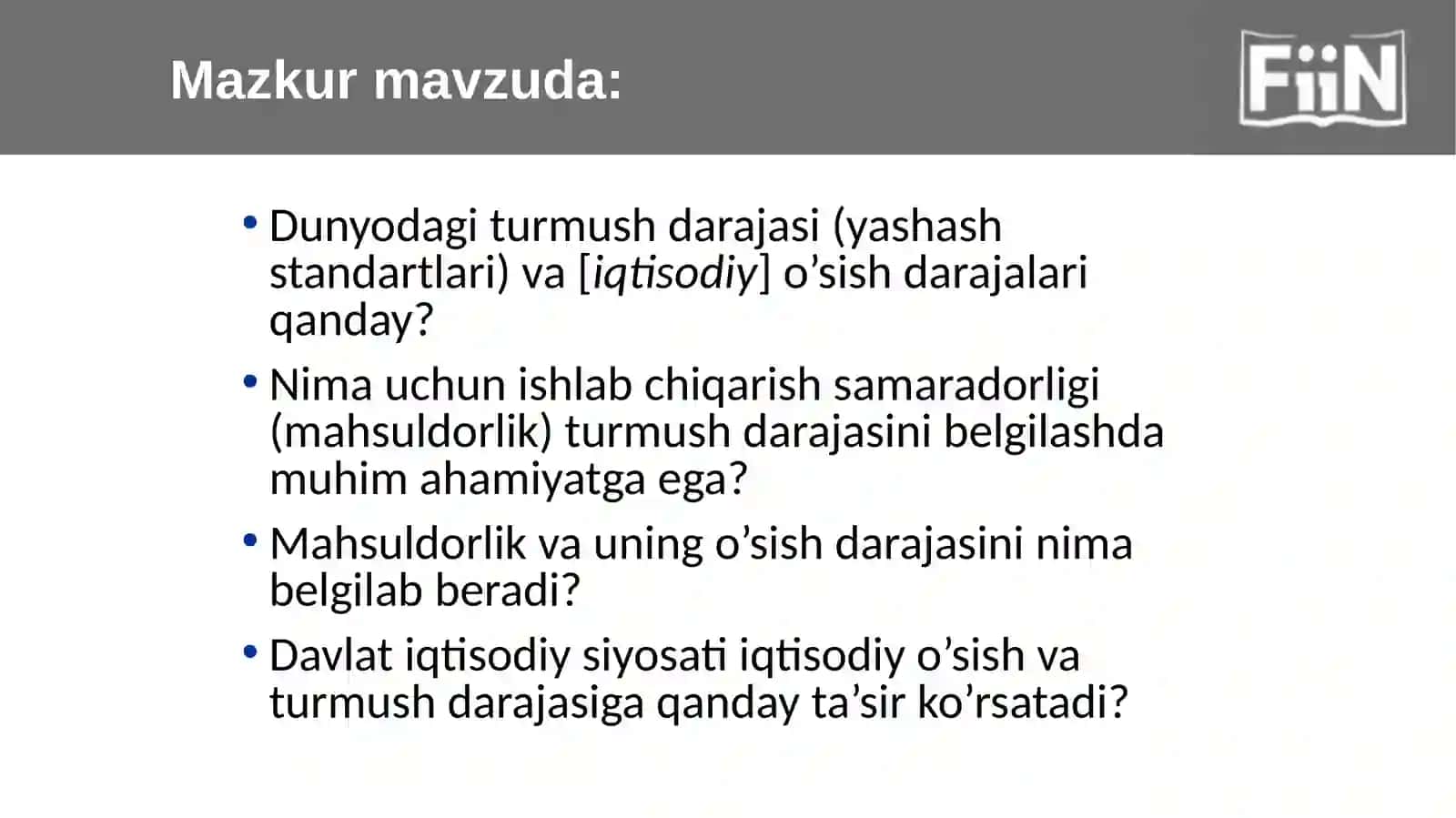 Ma’ruza Ishlabchiqarish Vaiqtisodiyo’sish 2