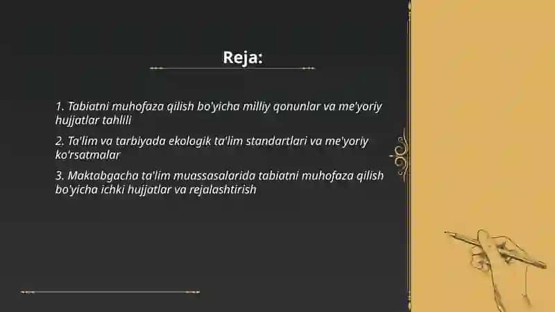 Tabiatni muhofaza qilish masalalarini meyoriy hujjatlarda yoritilishi 2