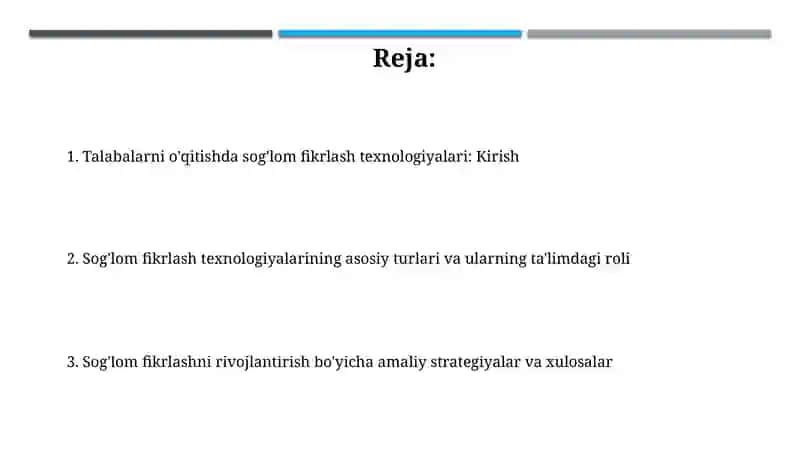 Sog'lom fikrlash texnologiyalari 2
