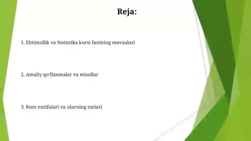 Ehtimollik va Statistika kursi 2