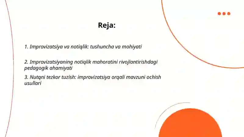 Improvizatsiyaning notiqlik mahoratidagi o'rni 2