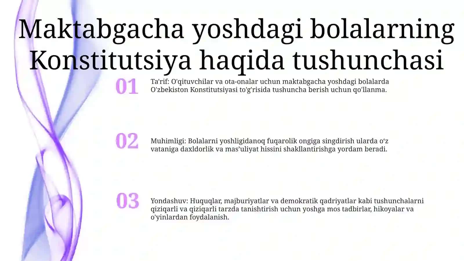 Maktabgacha Yoshdagi Bolalarni O'Zbekiston Konstitutsiyasi Bilan Tanishtirish 2