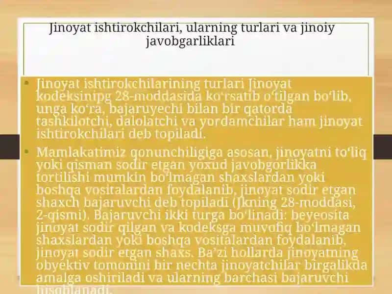 Jinoyatishtirokchilari va ularning javobgarliklari 2