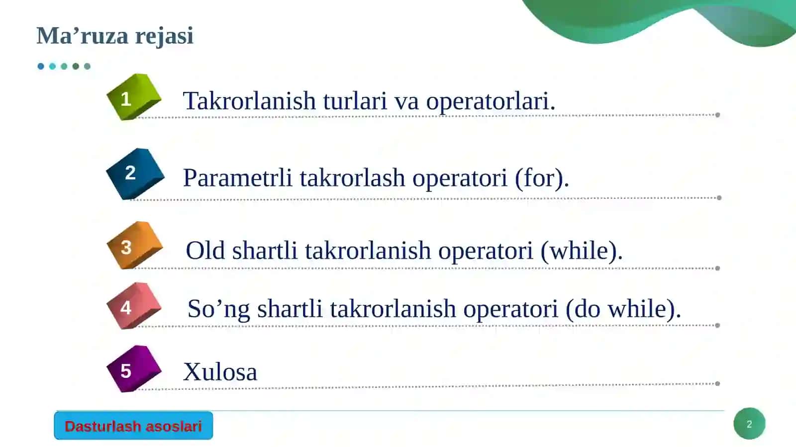 DASTURLASH ASOSLARI 2