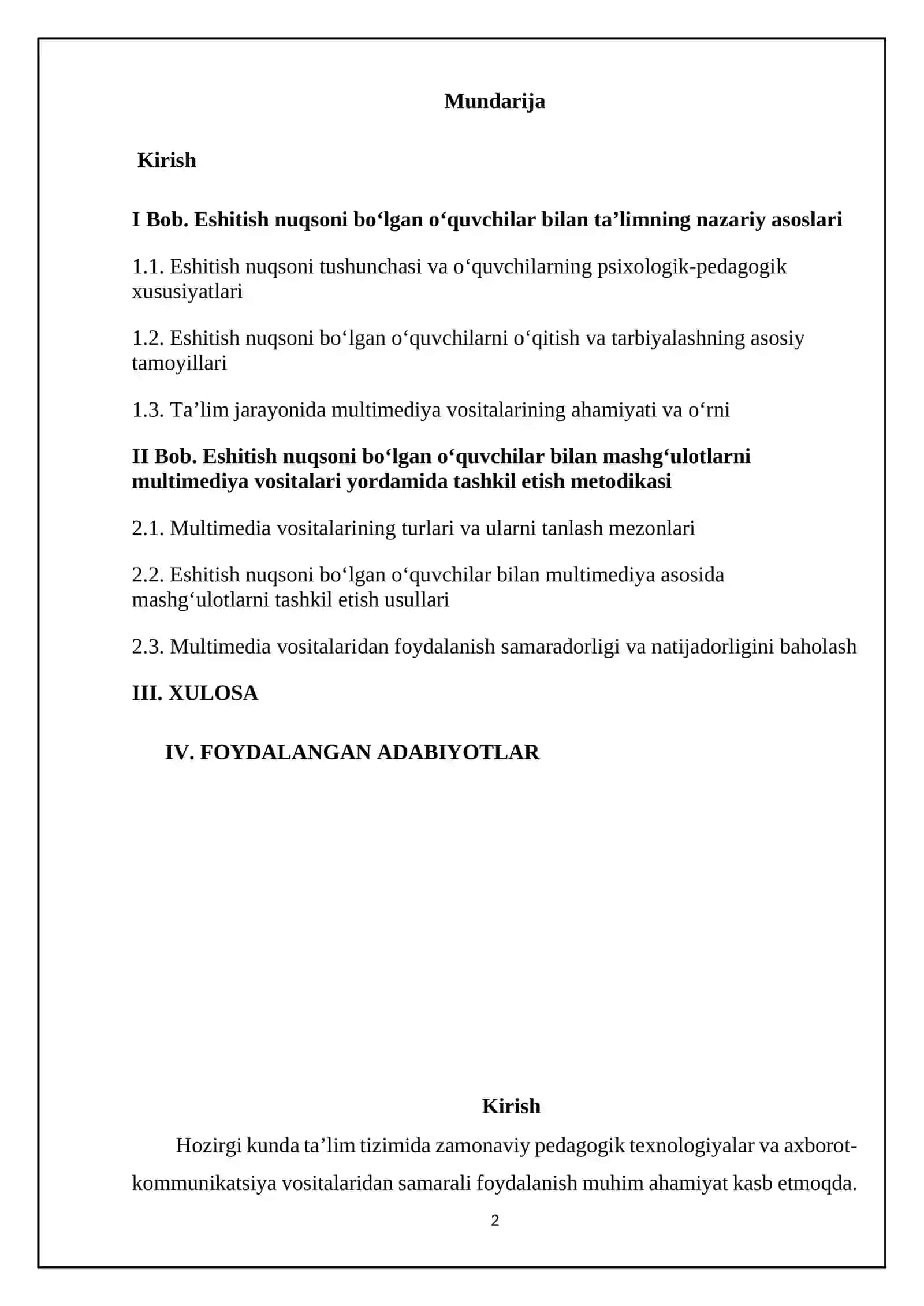 Eshitishida nuqsoni bo'lgan o'quvchilarni o'qitishda multimediya vositalaridan foydalanish samaradorligi 2