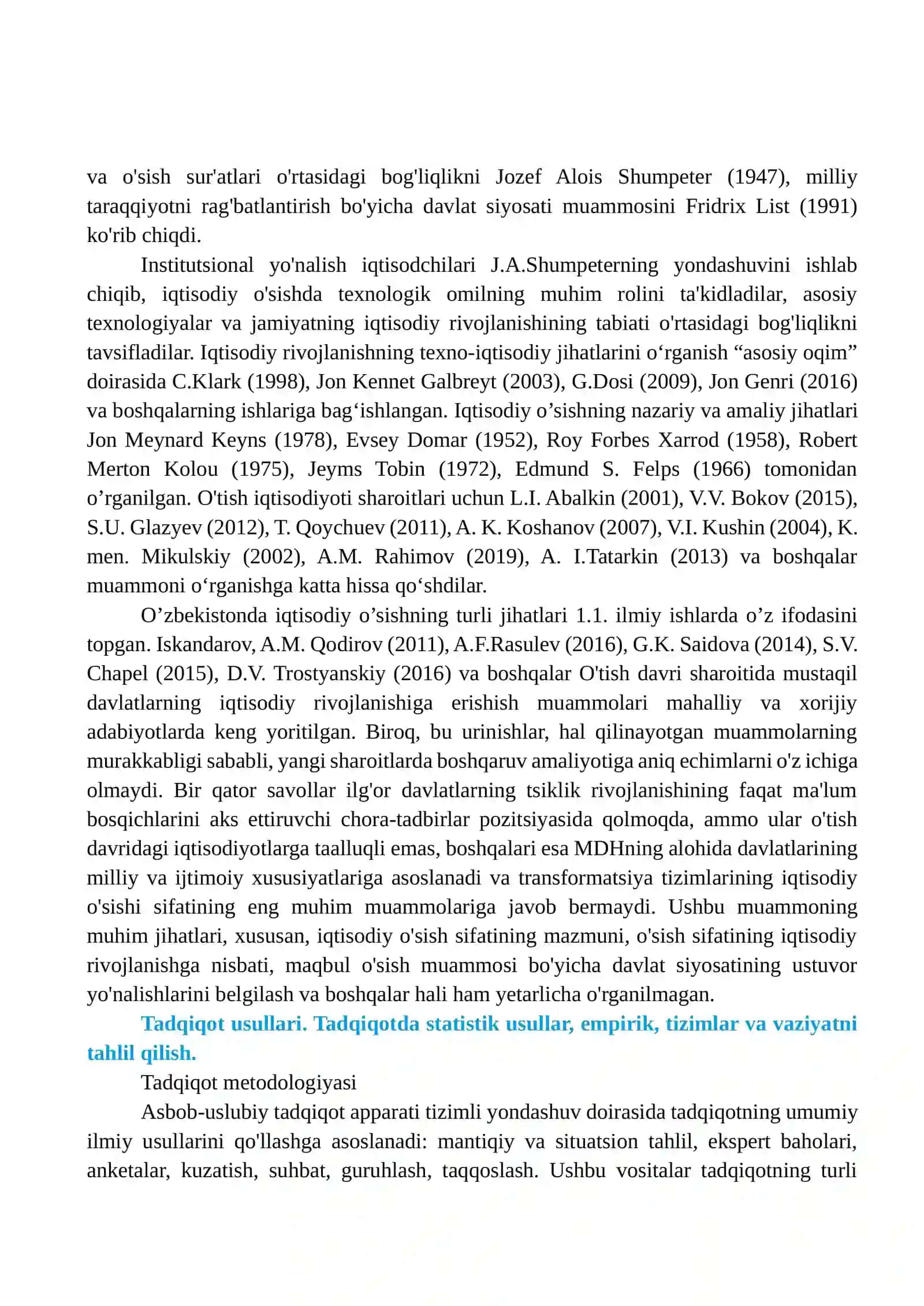 O‘ZBEKISTON IQTISODIYOTINI MAKROIQTISODIY TAHLILI VA PROGNOZ BERISHNING BA’ZI MASALLARI 2