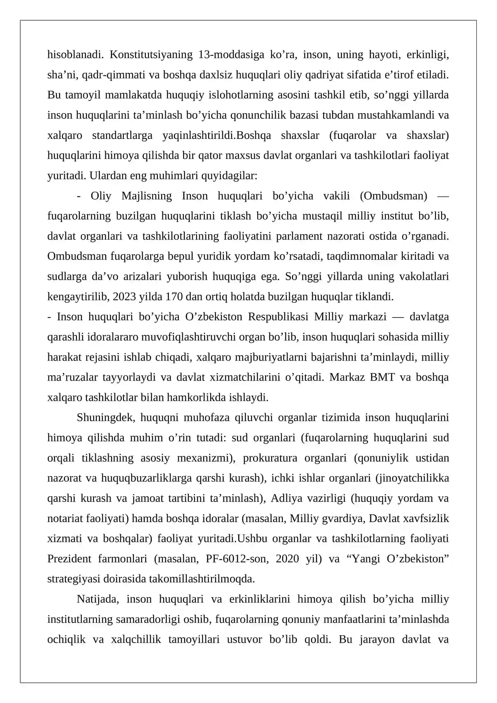 Boshqa shaxslar huquqlarini himoya qiluvchi davlat organlari va tashkilotlar 2