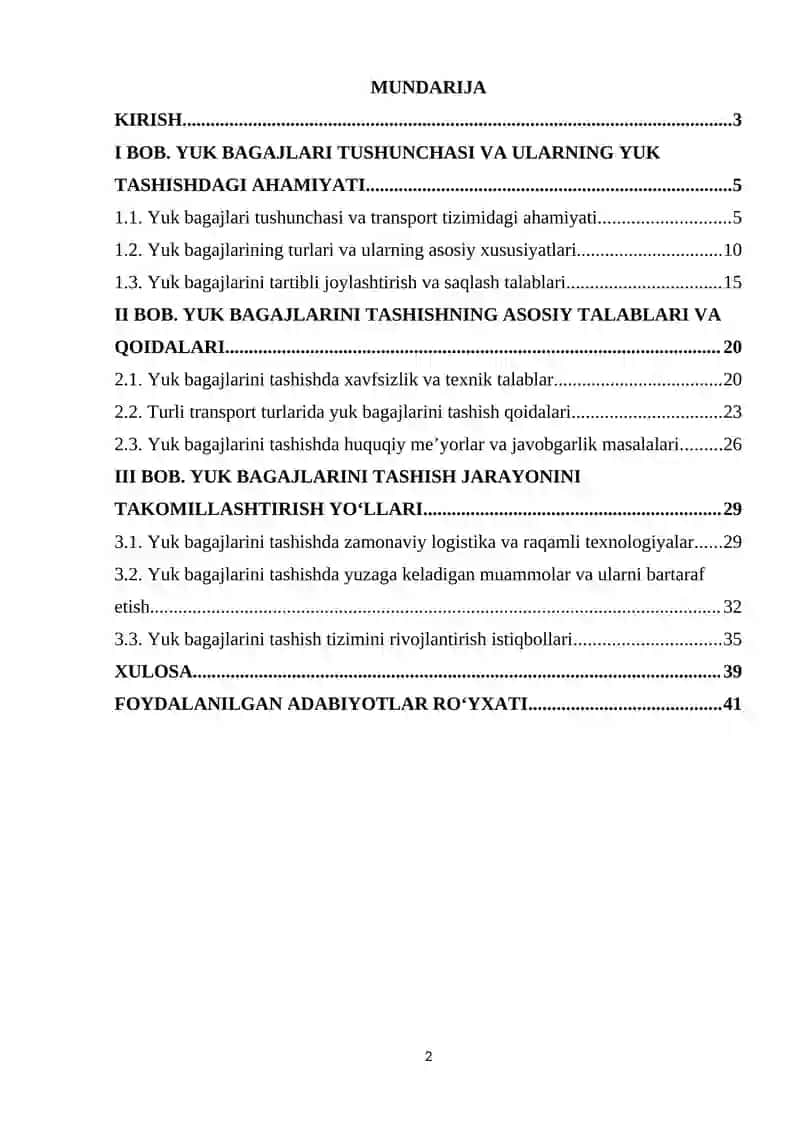Yuk bagajlar va ularni tashish talablari 2