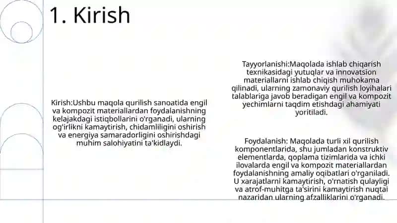 Yengil O'Ta Yengil Va Kompozit Qurilish Qorishmalari Tayorlash Va Ishlatish Istiqbollari 2