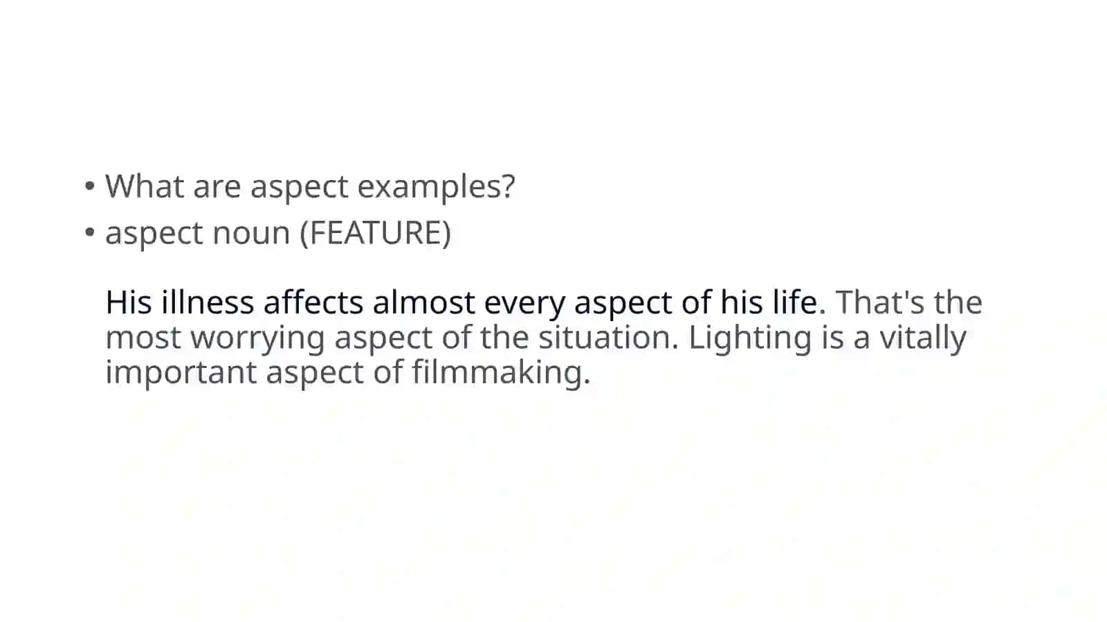 Dictionary aspects 2