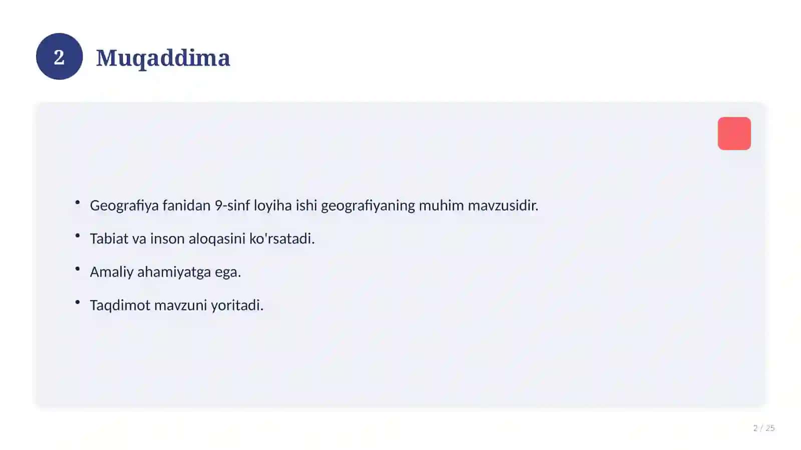 Geografiya fanidan 9-sinf loyiha ishi 2