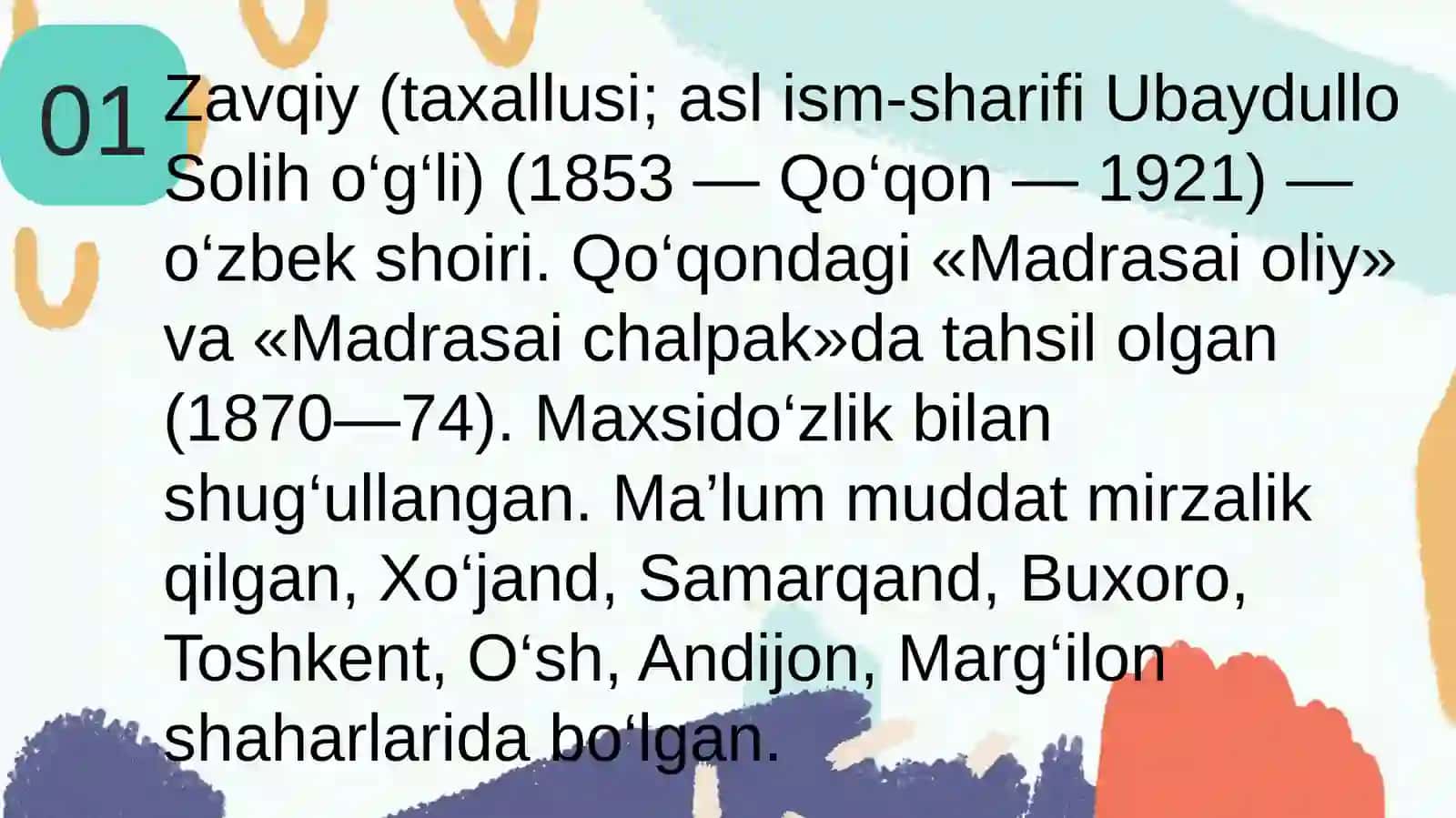 Zavqiy ijodini oʻrganish. Davr adabiyotidagi oʻrnini belgilash 2