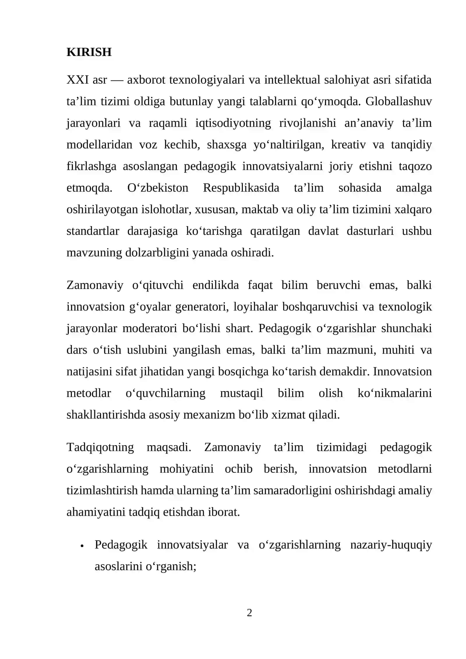 PEDAGOGIK O’ZGARISHLAR VA INNOVATSION TA’LIM METODLARI 2