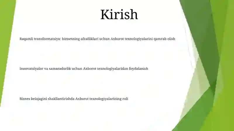 Axborot Texnologiyalarining Biznesda Qo'Llanishi 2
