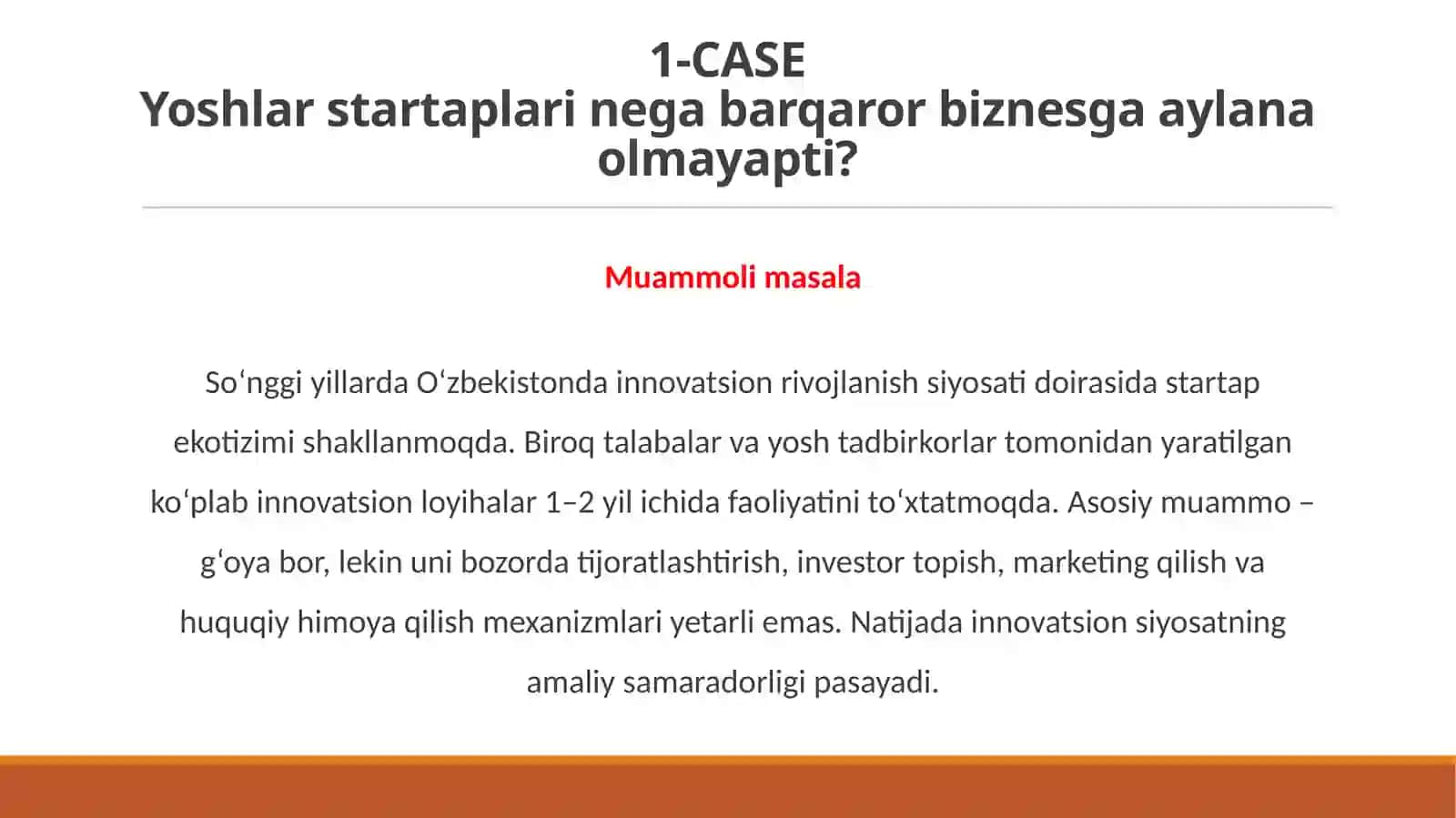 O’zbekistonning innovatsion siyosati mavzusida case study 2