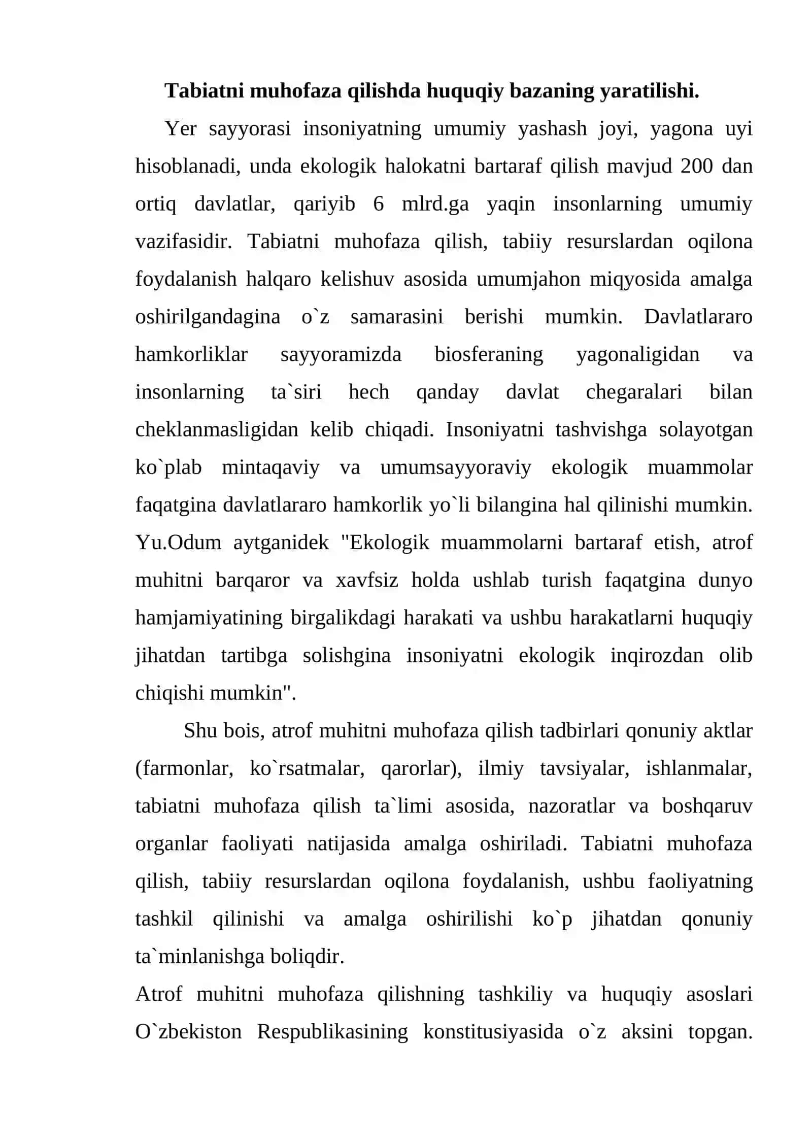 Tabiatni muhofaza qilishda huquqiy bazaning yaratilishi 2