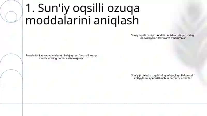 Sunʼiy Oqsil Ozuqa Moddalarning Ishlab Chiqarilishi Va Kelgusidagi Imkoniyatlar 2