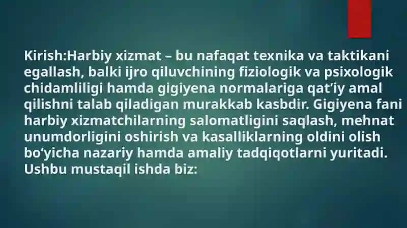 Harbiyxizmatchilarning mehnat sharoitlari 2