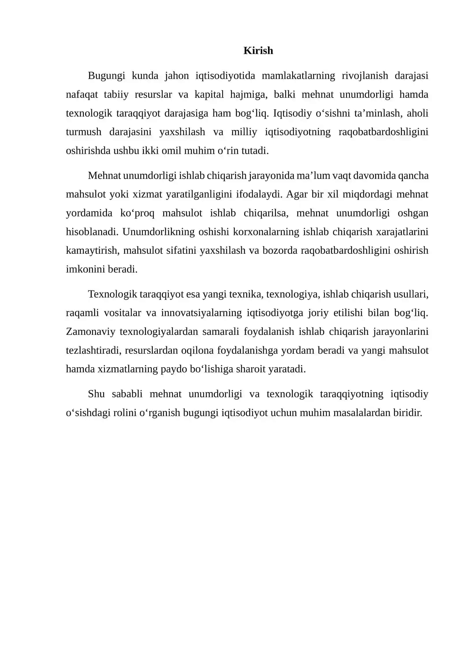 MEHNAT UNUMDORLIGI VA TEXNOLOGIK TARAQQIYOTNING IQTISODIY O‘SISHDAGI ROLI 2