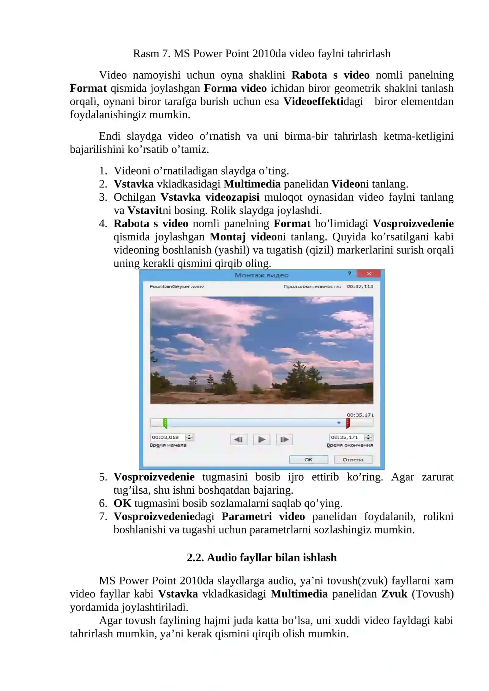 Video Fayllarni Joylash va Tahrirlash 2