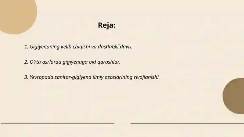 Gigiyenaning  rivojlanish tarixi. Oʻzbekiston Respublikasida gigiyena modulining shakllanishi va rivojlanishi 2