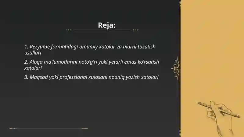 Rezyume tuzishdagi xatolar.Huquqshunos rezyumesini tuzish uchun tavsiyalar 2