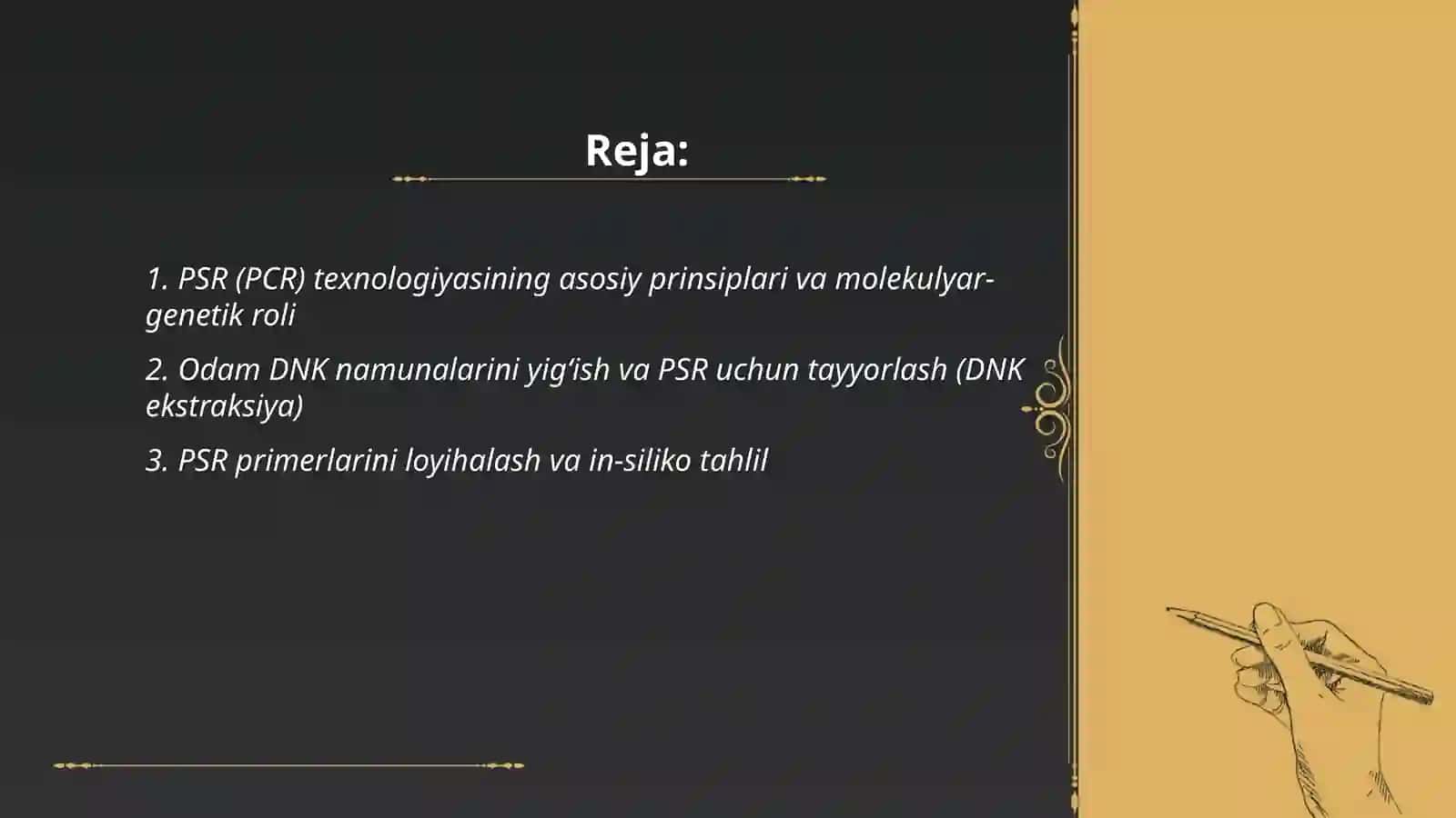 Odam genotipini tadqiq qilishning molekulyar-genetik metodlari PSR Kadirjonova 2