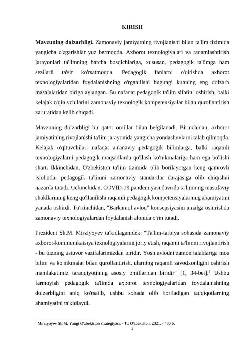 PEDAGOGIK FANLARNI O‘QITISHDA AXBOROT TEXNALOGIYALARIDAN FOYDALANISH 2