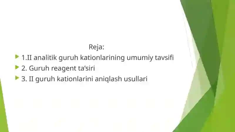 II analitik guruh kationlarining umumiy tavsifi va guruh reagent ta’siri 2