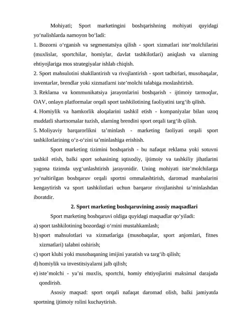Jismoniy tarbiya va sportda marketing tizimini boshqarish 2
