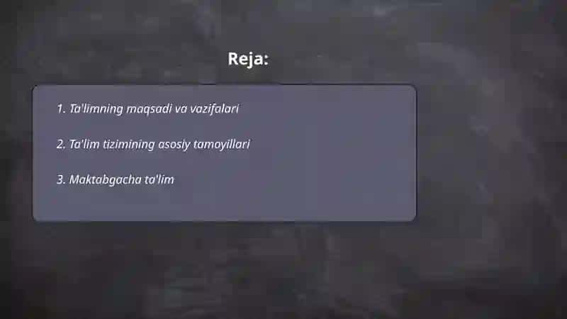 Ta’lim toʻgʻrisidagi qonunning tuzilishi va umumiy mohiyati 2