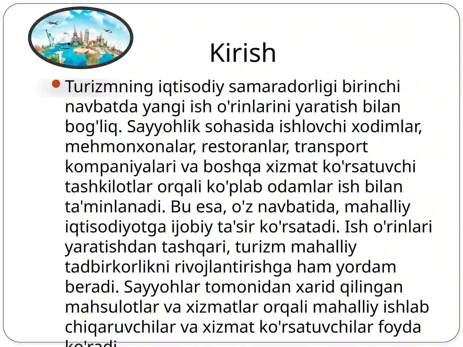 Madaniy turizm mahsulotlari va ularning iqtisodiy samaradorligi 2