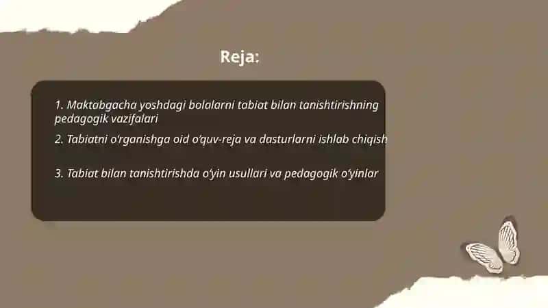 Maktabgacha yoshdagi bolalarni tabiat bilan tanishtirish vazifalari va metod vositalari 2