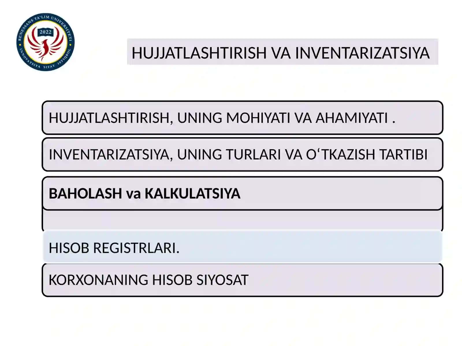 HUJJATLASHTIRISH VA INVENTARIZATSIYA 2