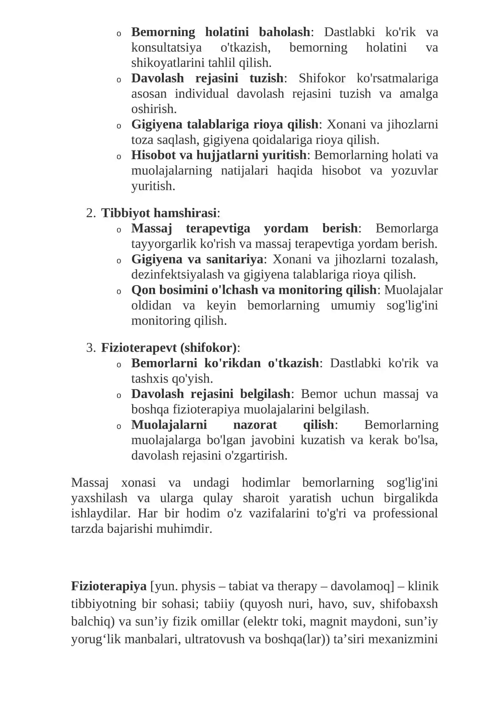 Fizioterapiya bo'limida massaj xonasining tuzulishi 2