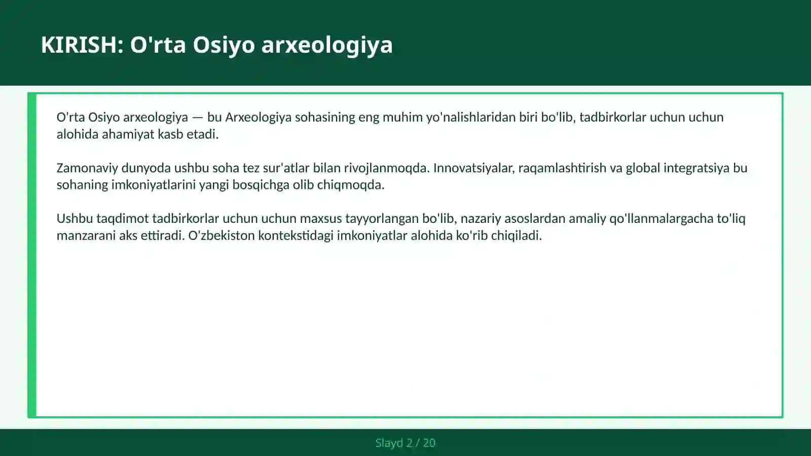 O'rta Osiyo arxeologiya 2