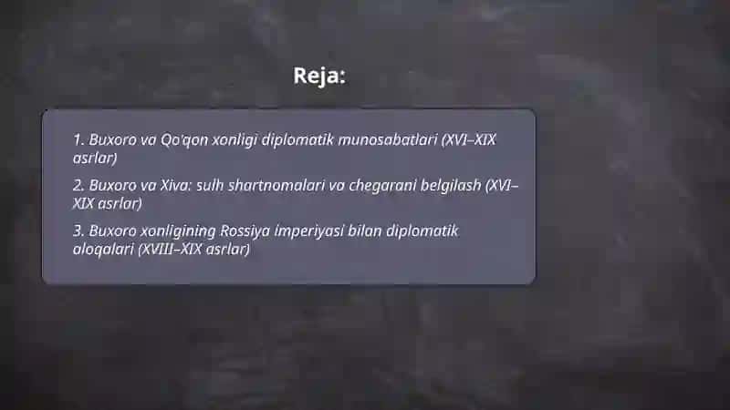 Buxoro va Qo'qon xonligi diplomatik munosabatlari (XVI–XIX asrlar) 2
