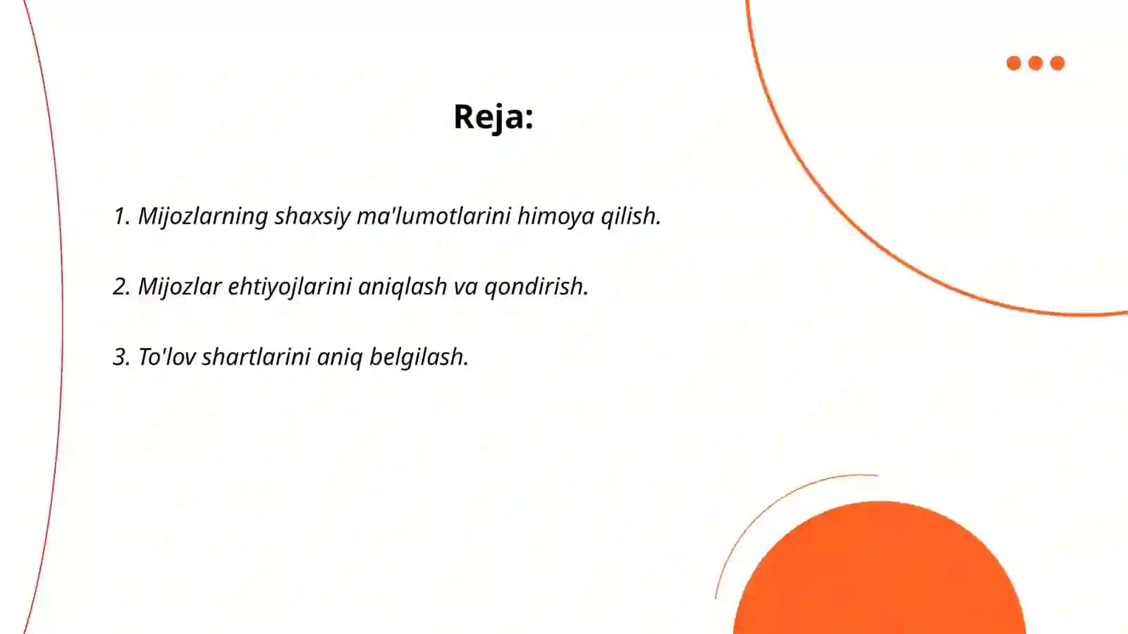 Mijozlar bilan munosabatlardagi asosiy majburiyatlar 2