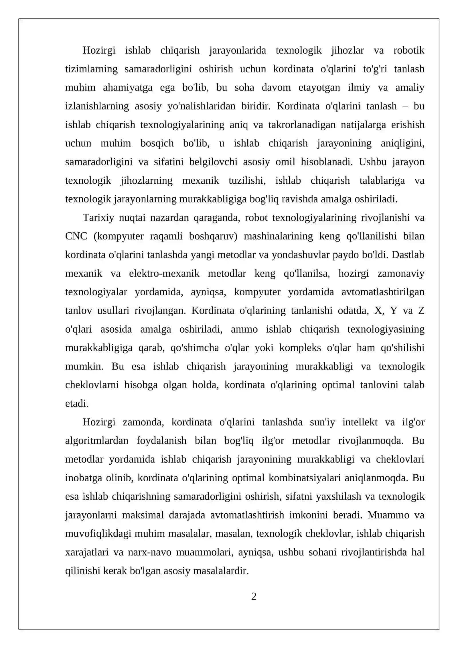 Kordinata o'qlarini tanlashning asosiy nazariyasi 2