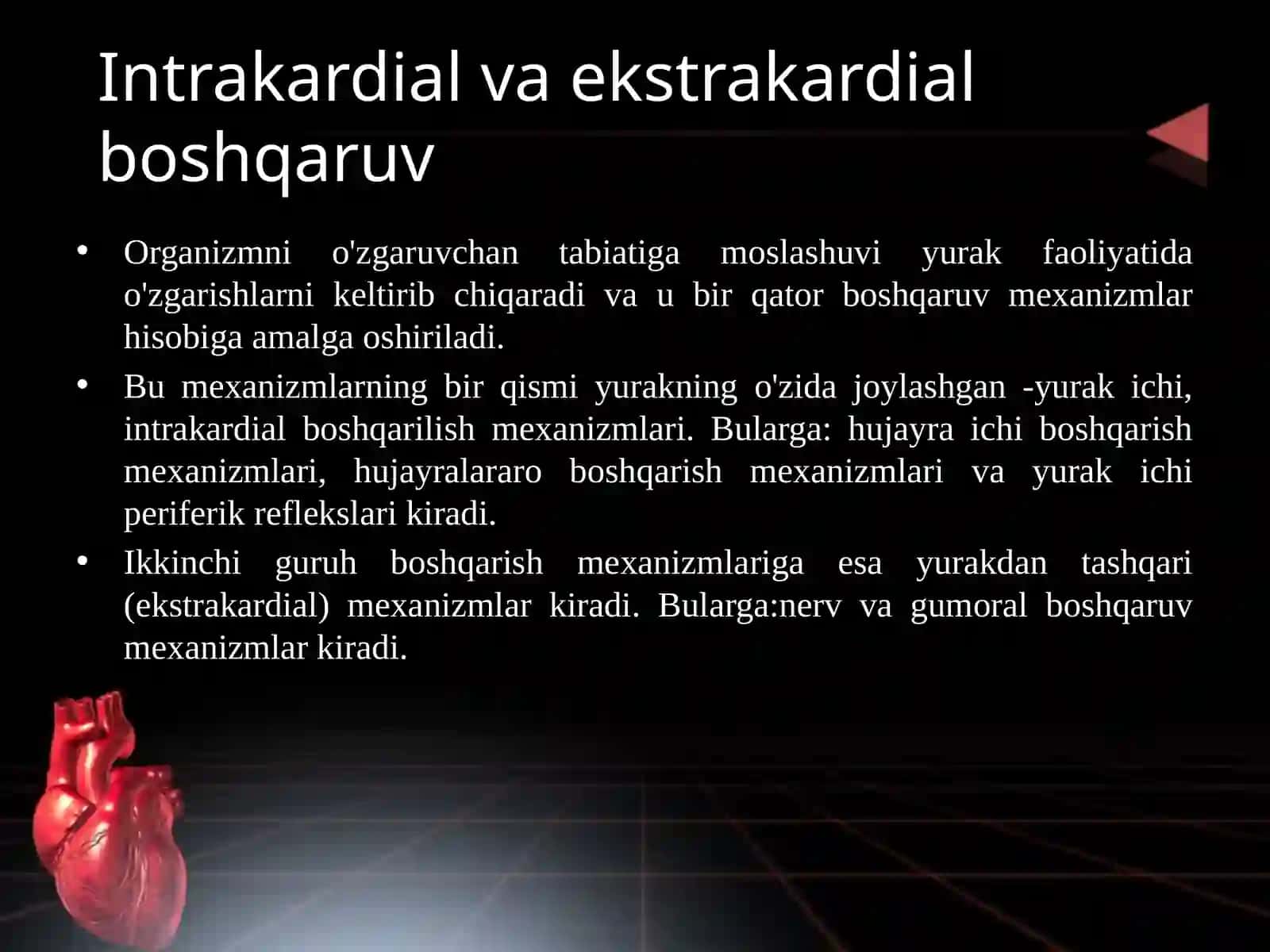 Yurak faoliyatining boshqarilishi fiziologiyasi 2
