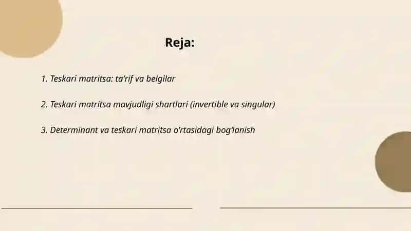Teskari matritsa 2