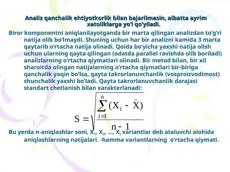 O‘LCHASH NATIJALARINI MATEMATIK STATISTIKA YO‘LI BILANQAYTA ISHLASH 2