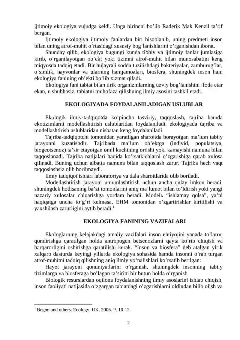 EKOLOGIYA VA TABIATNI MUHOFAZA QILISH 2